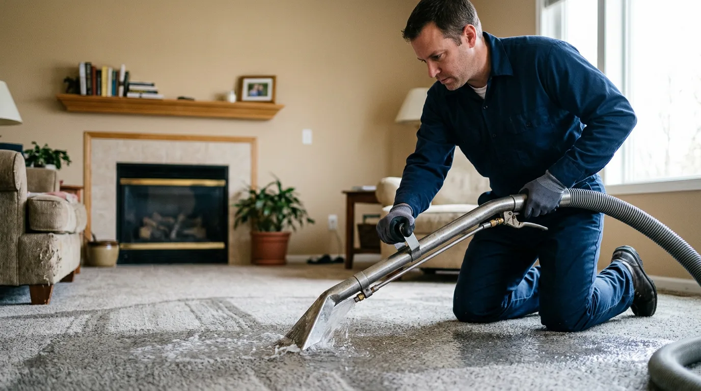 Water damage restoration technician working near Suitland, MD